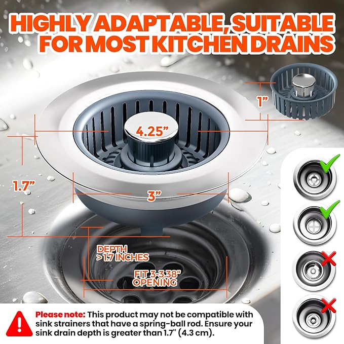 Kitchen Sink Drain Strainer - Upgraded Kitchen Sink Stopper,Sink Stopper Kitchen Drain