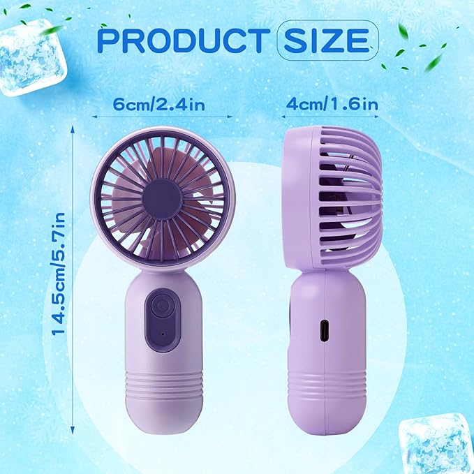 Rossesay 1 Pcs Mini Portable Fan Bulk Cute Handheld Lightweight Small Little Personal Hand Eyelash Fan 3 Speeds USB Rechargeable for Women Men Indoor Outdoor Makeup Travel (Purple)