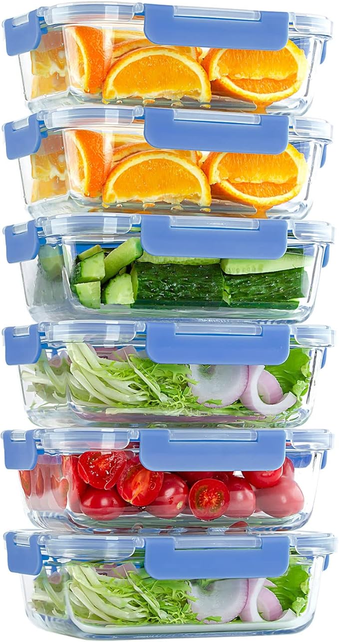 UMEIED 10 Pack Glass Food Storage Containers with Lids Leakproof, Airtight Glass Meal Prep Containers For Lunch, On The Go, Leftover, Dishwasher Safe