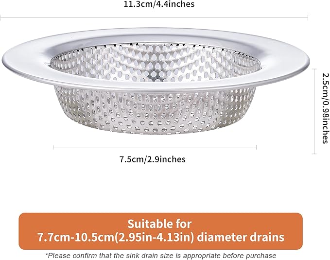 2pcs Kitchen Sink Strainer Stainless Steel, Kitchen Sink Drain Strainer, Sink Strainer, Sink Food Catcher