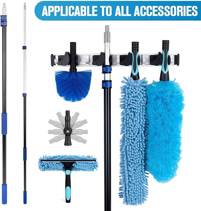 Cobweb Duster with Extension Pole, 20Ft Ceiling Fan Cleaner Duster, High Ceiling Duster Kit with 5-12Ft Telescoping Extension Pole