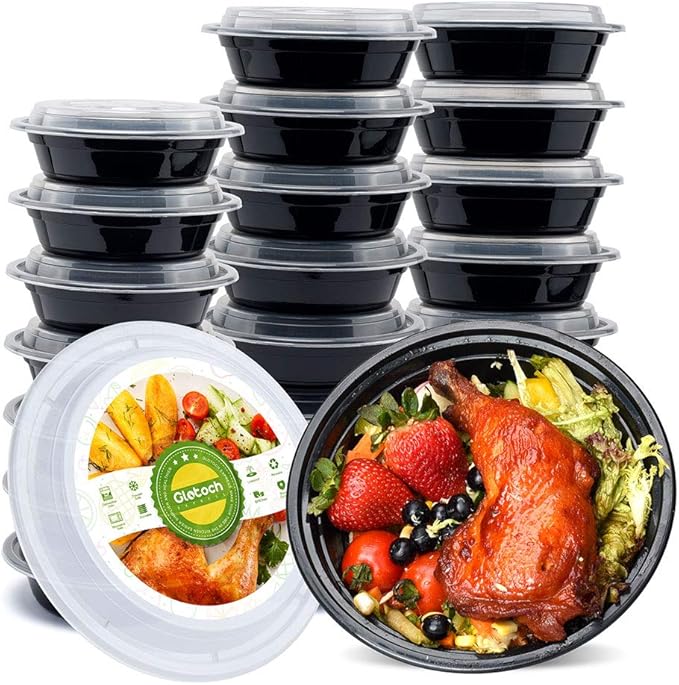 Glotoch 24oz Meal Prep Containers with Lids(50-Pack), Food Storage Containers, Reusable BPA-Free Plastic Containers, Microwave
