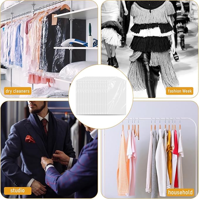 30 Pack Transparent Dust-proof Garment Covers Clear Clothes Covers for Hanging