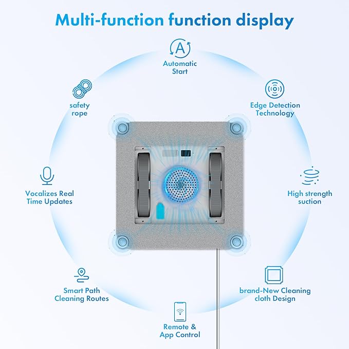 Mamibot W120-DP Robot Window Cleaner for High-Rise Glass - 3200Pa Strong Suction, Multiple Cleaning Modes,4 Water Spray Nozzles,Edge Detection Technology,App&Remote Control(Blue)