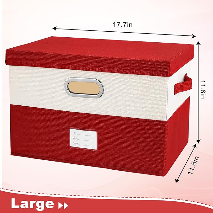 Large Linen Fabric Foldable Storage Bins with Removable Lid and Handles, Washable Storage Box Organizer Containers Baskets Cube with Cover for Bedroom