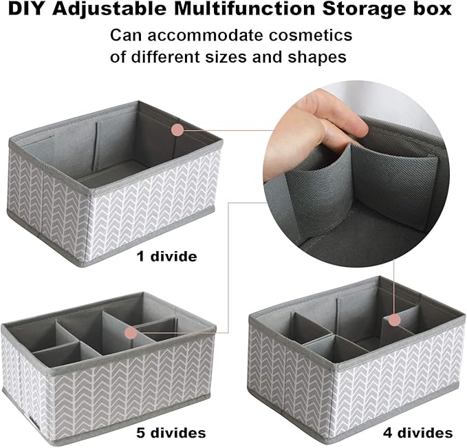 VERONLY Cosmetic Storage Bins Makeup Organizer, Adjustable Multifunction Storage Box Desk Drawer Divider for Makeup Brushes