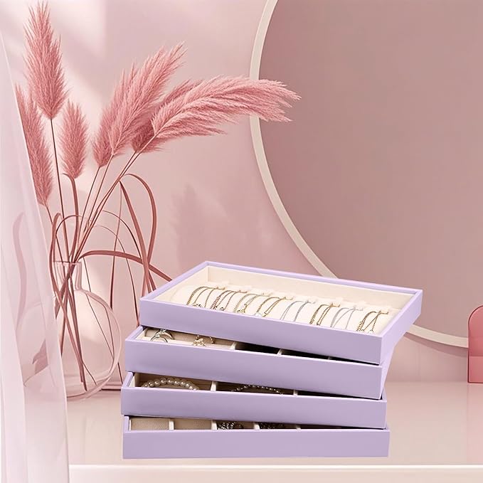 Stackable Jewelry Organizer Trays 4 Set, Lavender