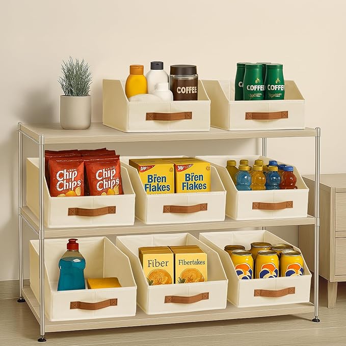 Homsorout Fabric Storage Bins for Organizing - 6 Pack Large Trapezoid Collapsible Storage Bins with Front Handle