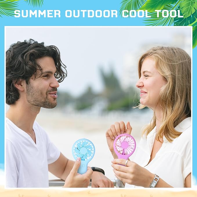 Woanger Mini Powerful Handheld Fan Bulk 3 Speed USB Rechargeable Small Desk Fan Summer Gift for Wedding Beach Outdoor Women Eyelash (Pink, Blue, Green, Purple,60 Pack)