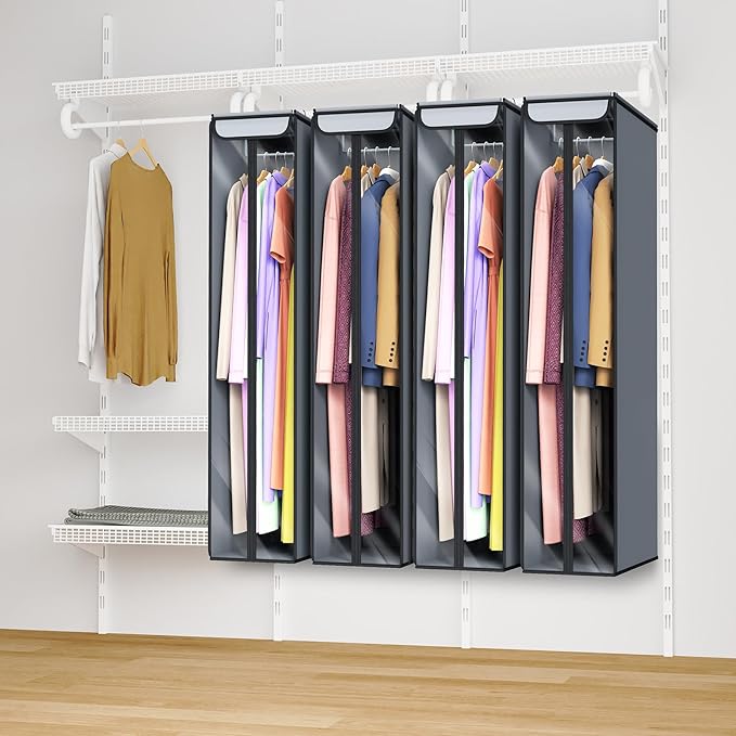 Univivi Garment Bags for Hanging Clothes 50", Hanging Garment Bags for Closet Storage with Large Clear Window, Garment Storage Bags for Suits, Coats, Dresses, 1 Pack