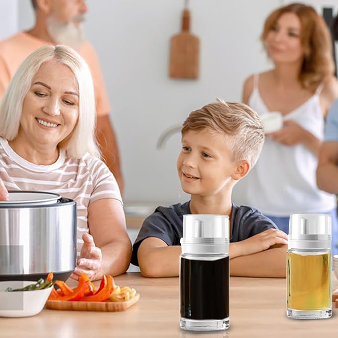 Small Glass Oil and Vinegar Dispenser Bottles - 3.4oz - Leakproof, Perfect for Kitchen Use