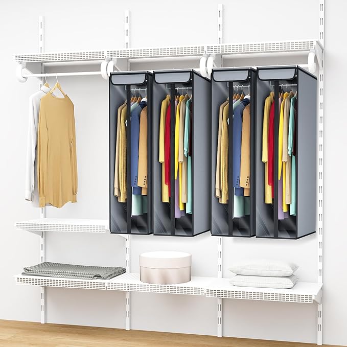 Univivi Garment Bags for Hanging Clothes 40", Hanging Garment Bags for Closet Storage with Large Clear Window, Garment Storage Bags for Suits, Coats, Dresses, 1 Pack