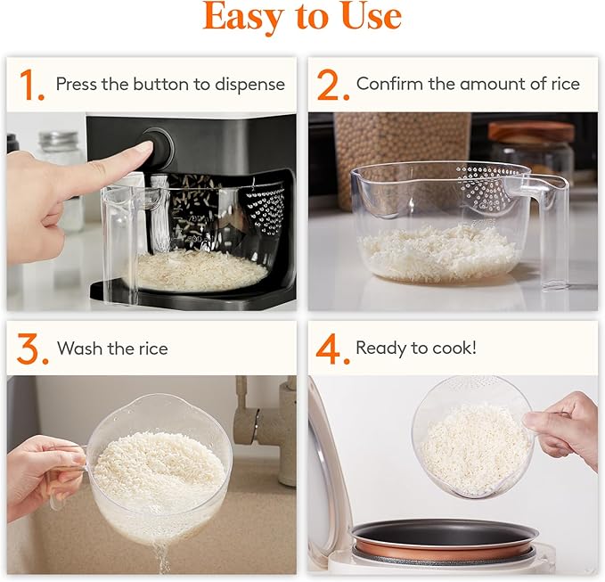 Lifewit Rice Dispenser 25 Lbs(11.3kg), Rice Storage Container Sealed Moisture Proof with Measuring Cup for Kitchen Pantry Household, BPA-Free