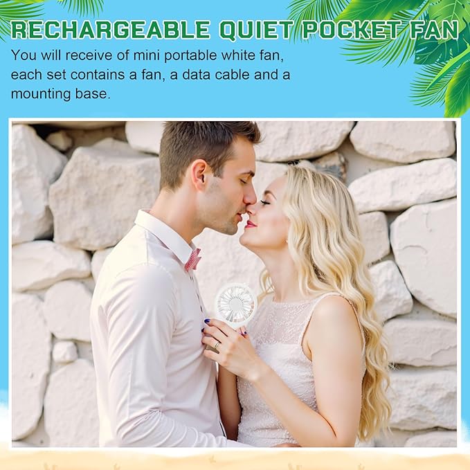 Woanger 100 Pack Mini Powerful Handheld Fan Bulk 3 Speed USB Rechargeable Small Desk Fan Summer Gift for Wedding Beach Outdoor Women Eyelash (White)