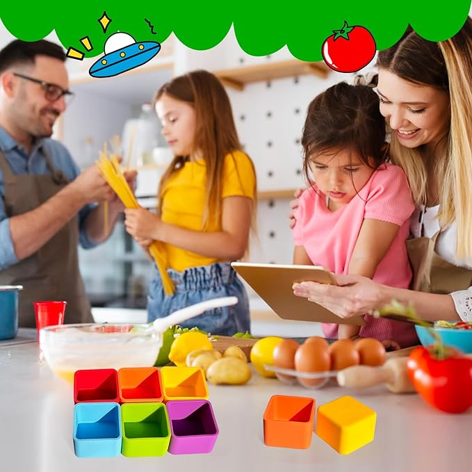 IELEK Silicone Lunch Box Dividers Square Bento Box Kit Accessories Meal Prep Containers