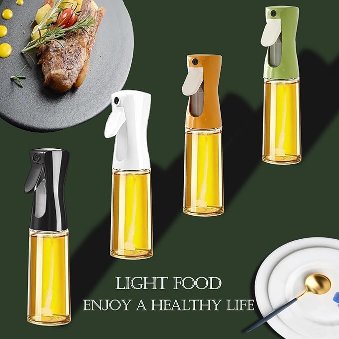 Oil Sprayer for Cooking -200ml Glass Olive Oil Sprayer, Cooking Sprayer, Kitchen Gadgets for Air Fryer, Canola Oil Spritzer, Widely Used for Salad Making, Baking, Frying, BBQ (Yellow)
