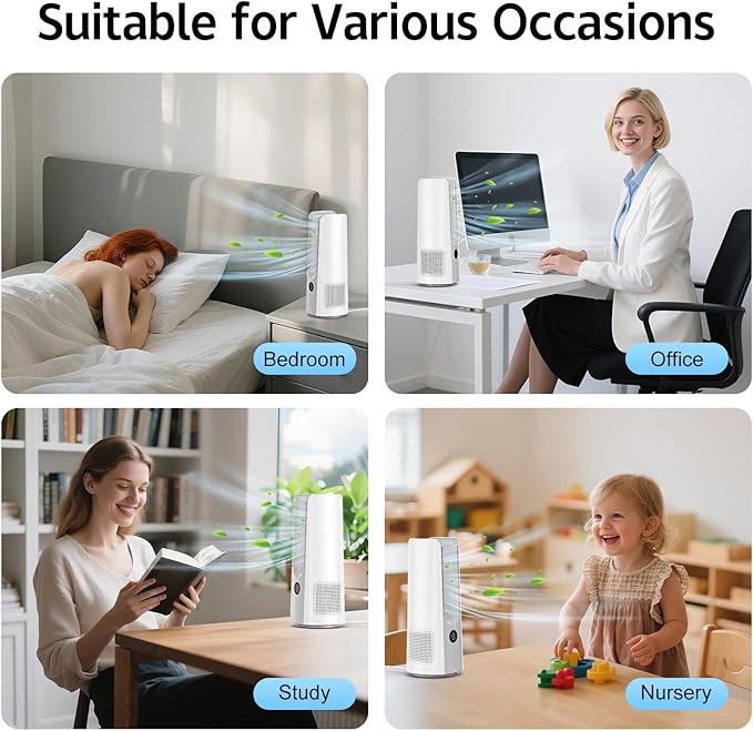 13 Inch Desk Fan, Portable Bladeless Fan, Small Quiet Table Fan with 60ยฐOscillating, 9 Speeds & 9H Timer, LED Display, Button Control, Easy to Clean, Personal Desktop Fan for Bedroom, Office๏ผHome