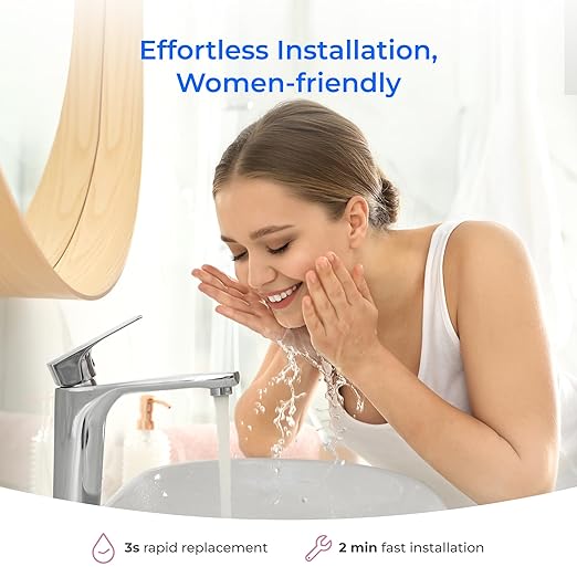 Waterdrop BFU1 Bathroom Sink Filter for Skincare, Strontium-enriched, Water Softner, Reduce 99.9% of Harmful Substance in Bathroom Sink Faucet
