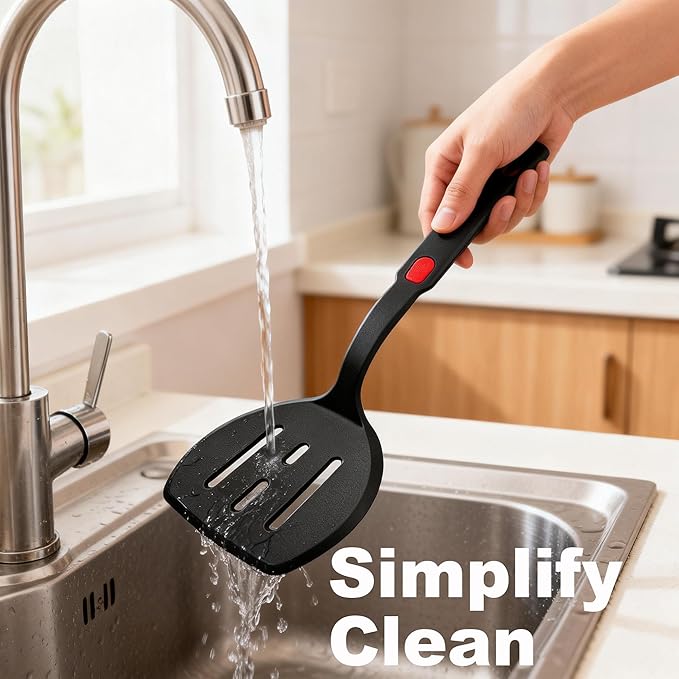 2 Piece Silicone Pancake Spatula Turner, 600°F Heat Resistant Cooking Spatulas for Nonstick Cookware, Large Kitchen Utensils BPA Free Spatula Set for Egg, Pancake, Burger