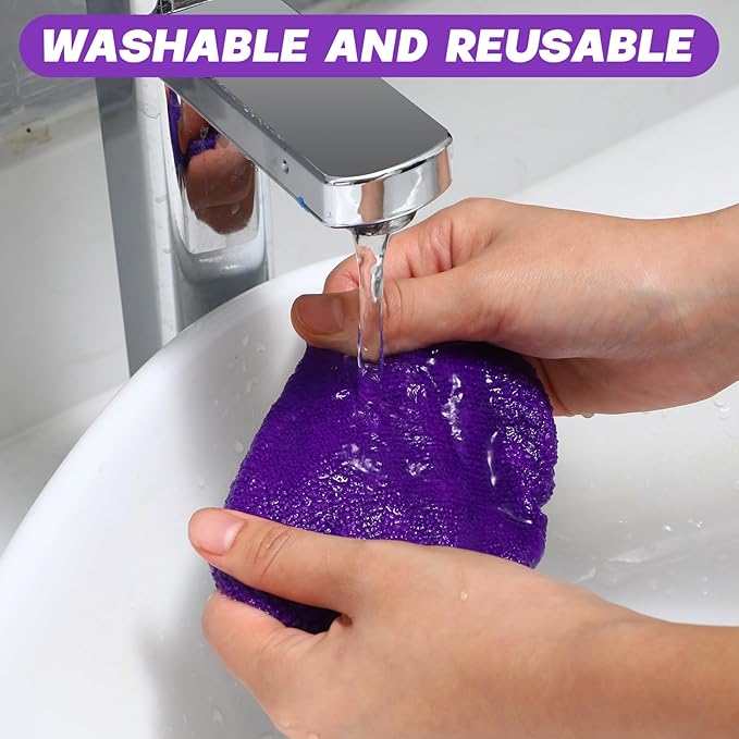 Potchen 8 Pcs Car Windshield Cleaner Tool Kit with Extendable Handle, Microfiber Towel Pads, Brush, Empty Spray Bottle for Auto Glass Wiper Suvs Rvs & Home Windows(Purple)