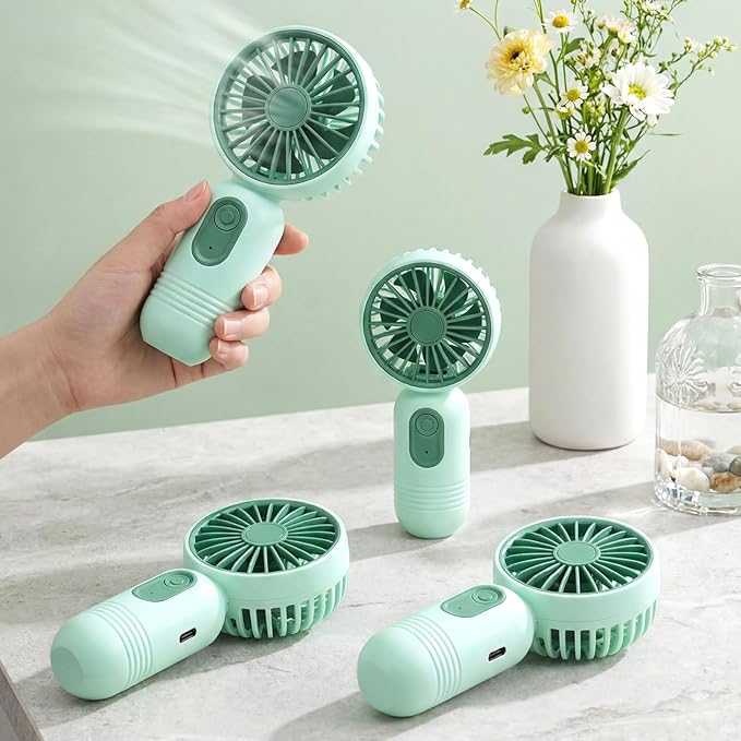 Rossesay 36 Pcs Mini Portable Fan Bulk Cute Handheld Lightweight Small Little Personal Hand Eyelash Fan 3 Speeds USB Rechargeable for Women Men Indoor Outdoor Makeup Travel (Green)