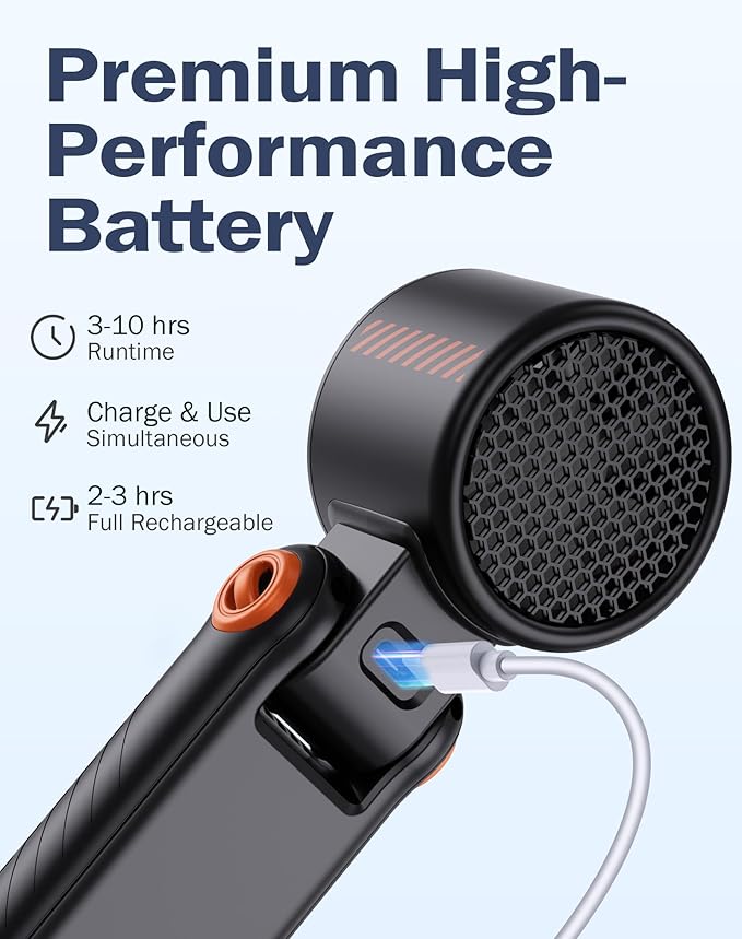 Portable Handheld Fan with Cooling Ice Function, Rechargeable Mini Personal Fan, 5 Speeds Strong Wind, Quiet USB Travel Fan for Outdoor, Office, Summer Heat