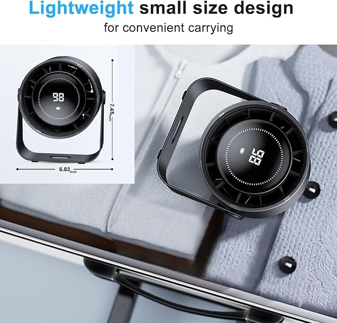 Small Desk Fan, 28dB Ultra-Quiet Desktop Air Circulator with 115° Adjustable Tilt, 100 Speeds, Rechargeable Battery, USB-Powered, Portable for Bedroom, Office, Kitchen, Travel -Bluish Black