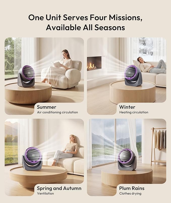 SPONVATT Rechargeable USB Desk Fan for Bedroom, Quiet Table Fan With Turbo Airflow, 100 Speeds,LED Digital Display, 360° Rotating, Small Personal Cooling Fans for Bedroom Home Office Dorm(Purple Gray)