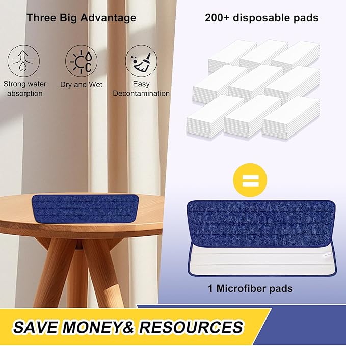 16.5 Inch Reusable Mop Pads Microfiber Spray Mop Replacement Heads for Wet/Dry Mops Compatible with Bona Floor Care System (6 Pack)