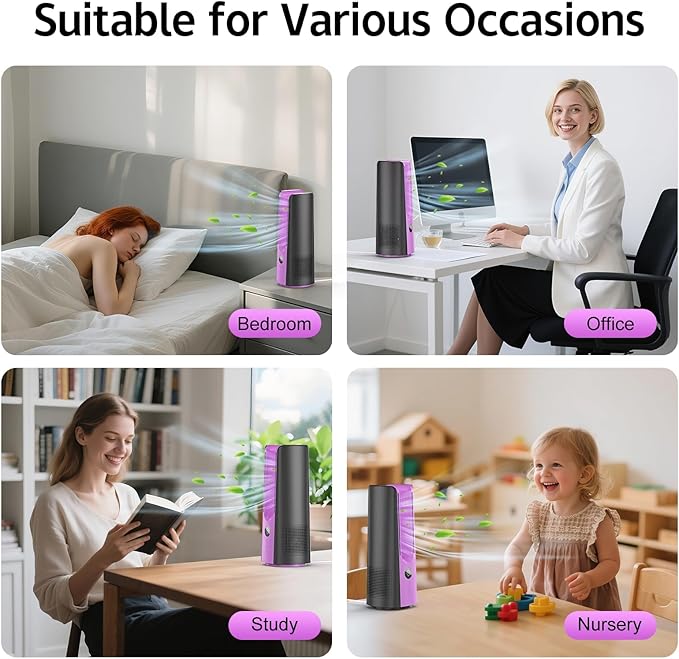 KONSIDEN Desk Fan, 13 Inch Portable Bladeless Fan, Small Quiet Table Fan with 60°Oscillating, 9 Speeds & 9H Timer, LED Display, Button Control, Easy to Clean, Personal Desktop Fan for Bedroom, Office