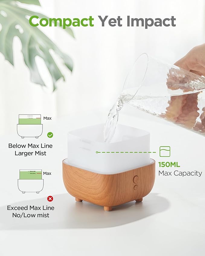 InnoGear 150ml Essential Oil Diffuser, 5-in-1 Diffusers for Home Scent Mother's Gift 8 LED Color Aromatherapy Diffuser Air Desk Mini Humidifier Small Vaporizer Aroma Diffuser, Medium