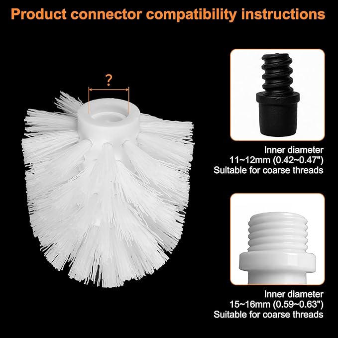 uxcell 3 Pcs Toilet Bowl Brush Replacement Head 12mm, Toilet Scrub Brush Cleaning Round Ball Shaped Toilet Brushes Heads White