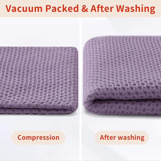 Homaxy 100% Cotton Waffle Weave Kitchen Dish Cloths, Ultra Soft Absorbent Quick Drying Dish Towels, 12 x 12 Inches, 6-Pack, Lavender