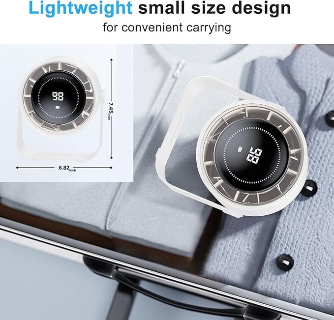 Small Desk Fan, 28dB Ultra-Quiet Desktop Air Circulator with 115° Adjustable Tilt, 100 Speeds, Rechargeable Battery, USB-Powered, Portable for Bedroom, Office, Kitchen, Travel -White