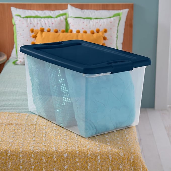 18-Pack Color Program, Large Clear Plastic Storage Bins with Lids, 64 Quart