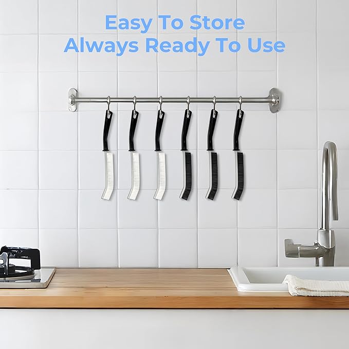 Crevice Cleaning Brush, Hard-Bristled Gap Scrub Brush, Toilet Gap Cleaning Brush Tool, for Scrub Small Spaces, Kitchen, Bathroom, Corner, Grout, Sink, Window Tracks, Hinges, 6pcs
