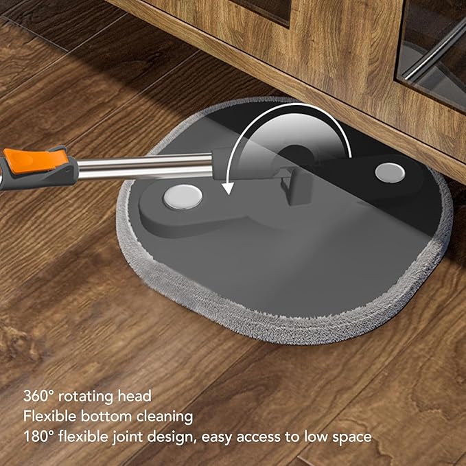 Mop Bucket Set, Self Wringing 360 Degree Rotating System Flat Mop Bucket Set for Hardwood Tile Marble Floor Cleanings