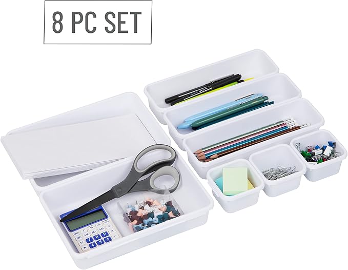 Mind Reader 8-Pc Drawer Organizer, Desk Organizer, Interlocking, Storage
