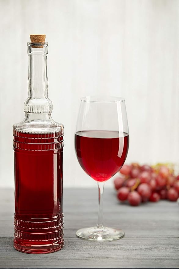 BULK PARADISE Large Clear Decorative Glass Bottle with Spout and Cork, 32oz, 1 Bottle - Design: EPLI (3in X 11.9in)