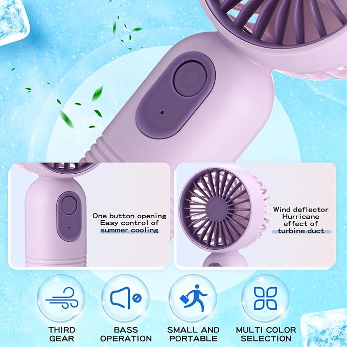 Rossesay 36 Pcs Mini Portable Fan Bulk Cute Handheld Lightweight Small Little Personal Hand Eyelash Fan 3 Speeds USB Rechargeable for Women Men Indoor Outdoor Makeup Travel (Multicolor)