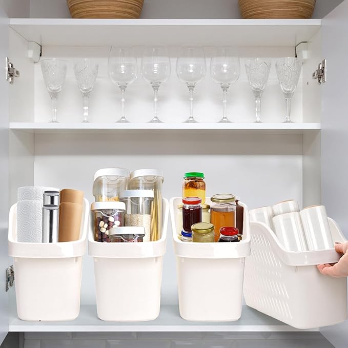 4 Pack Plastic Under Sink Organizer with Wheels