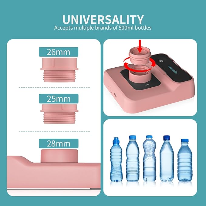 Travel Humidifier, Portable Small Humidifier for Plants, Bedroom, Office, Hotel or Car, 5000mAh Battery Operated Mini Cool Mist Humidifiers, Quiet 23dB, Auto-off, Night Light and BPA-Free, Pink