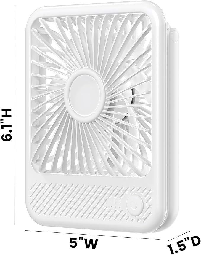 Koonie USB Desk Fan, Strong Wind Ultra Quiet Small Personal Fan with 180° Tilt Folding and 3 Speeds Adjustable, USB-C Corded Powered Mini USB Fan for Office Desktop Bedroom White, NO BATTERY