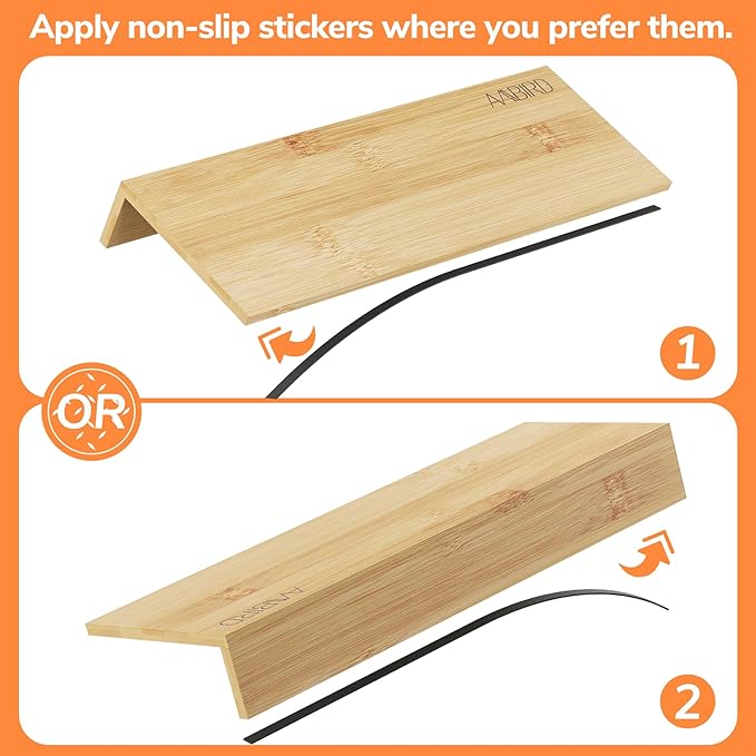Bamboo Spice Drawer Organizer with Non-slip Mat