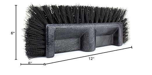 SPARTA Multi-Level Tile Scrub Brush 12" Wide Brush Head, Heavy-Duty Tile Cleaning Brush with End Bristles for Commercial Tiles, Tubs and Floor, Plastic, 12 Inches, Black