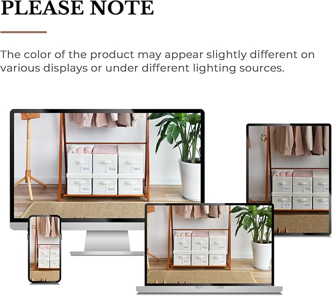 GRANNY SAYS Cloth Storage Bin with Label Holder, Closet Organizers and Storage Shelves, Sweater Storage Boxes for Closet Room, Storage Baskets for Organizing, Pearl White, Large, 3-Pack