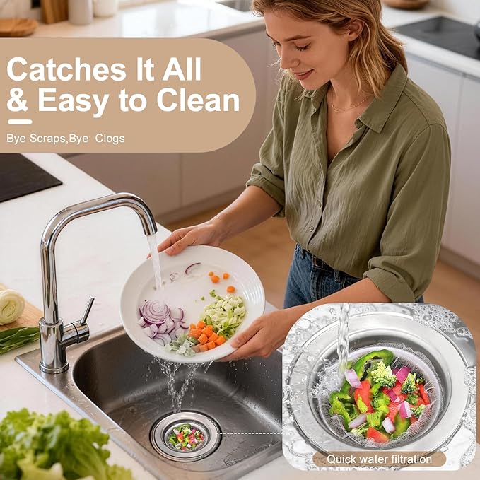 500 Pack Kitchen Sink Strainer Mesh Bags – Anti-Clogging Disposable Sink Drain Covers that Trap Food Scraps, Leftovers