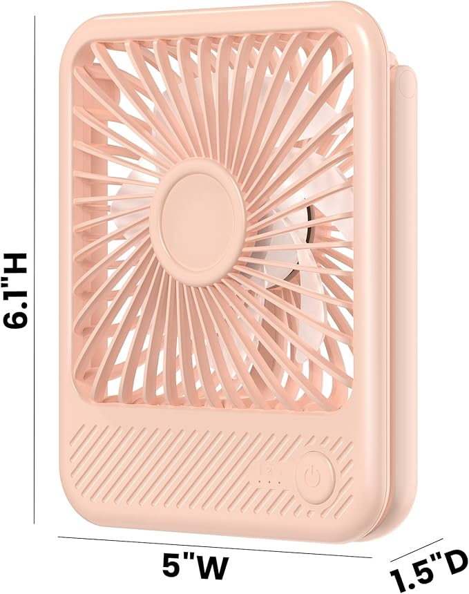 Koonie USB Desk Fan, Strong Wind Ultra Quiet Small Personal Fan with 180° Tilt Folding and 3 Speeds Adjustable, USB-C Corded Powered Mini USB Fan for Office Desktop Bedroom Pink, NO BATTERY