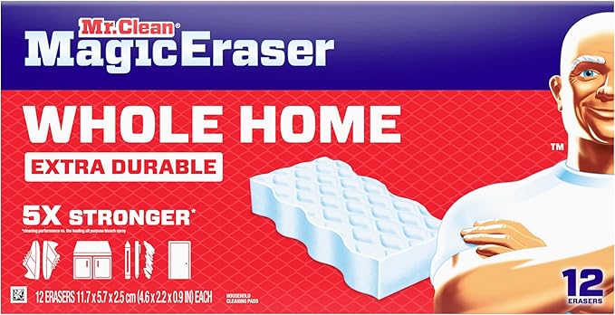 Mr. Clean Magic Eraser Sponge, All Purpose Cleaner, Cleaning Scrubber, Wall, Sneaker, Kitchen, Bathroom, Shower Cleaning Supplies, Melamine Sponge