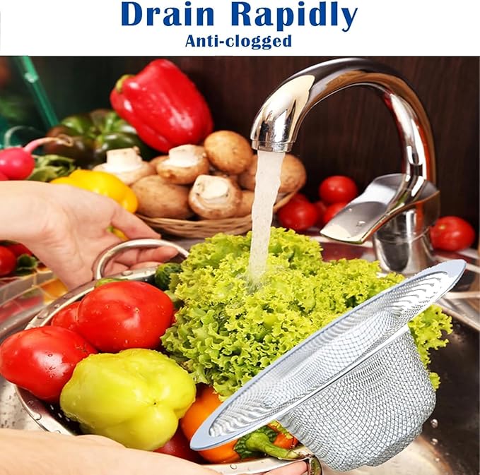 12 pcs Heavy Duty Stainless Steel Slop Basket Filter Trap, 2.75" Top / 1" Mesh Metal Sink Strainer